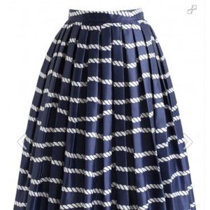 ChicWish Horizontal Lines Printed Midi Skirt